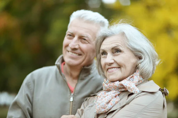 Gelukkig Senior Paar Poseren Het Park — Stockfoto