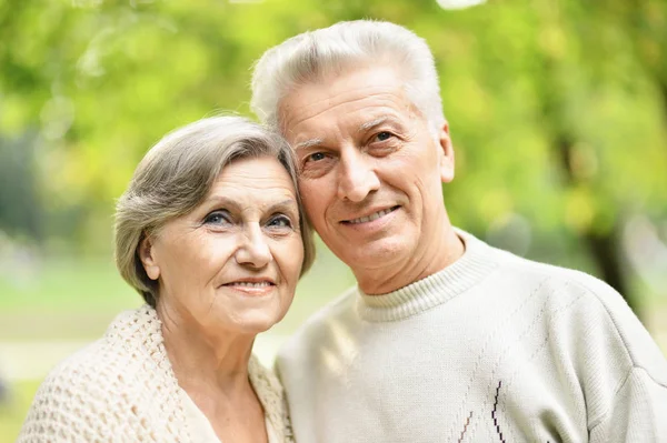 Vackra Senior Par Poserar Parken — Stockfoto