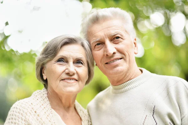 Gyönyörű Senior Házaspár Pózol Parkban — Stock Fotó