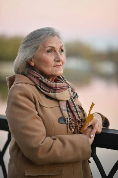 Sad Senior Woman Park — Stock Photo, Image