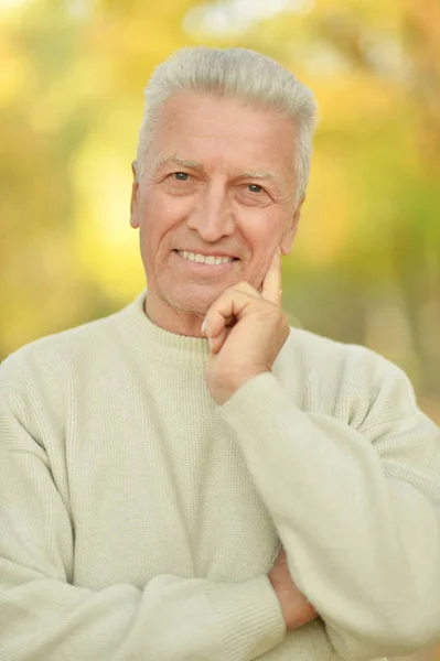 Счастливый Пожилой Человек Парке — стоковое фото