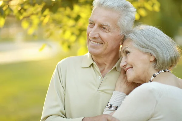 Smiling Senior Couple Autumn Park — Stock Photo, Image