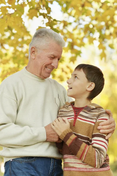 Happy Grandfather Grandson Park Royalty Free Stock Images