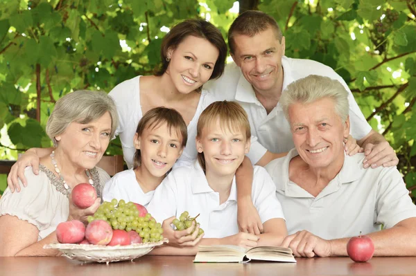 Stor Lycklig Familj Avkopplande Utomhus — Stockfoto