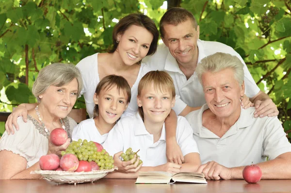 Große Glückliche Familie Entspannen Freien — Stockfoto