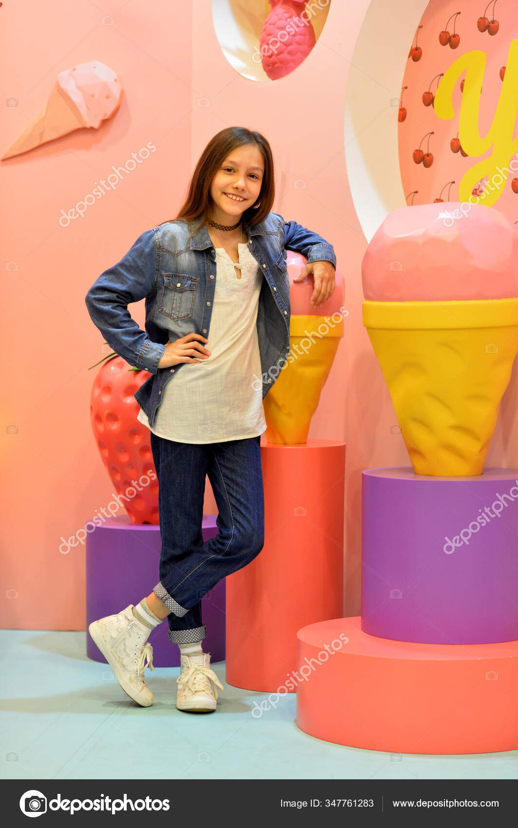 Portrait Smiling Little Girl Candy Shop Stock Photo by ©aletia 347761283