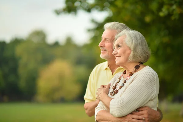 Portret Van Mooie Kaukasische Senior Paar Het Park — Stockfoto