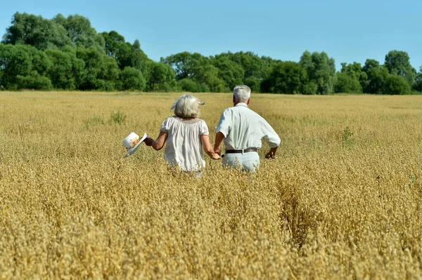 Glückliches Seniorenpaar Feld — Stockfoto