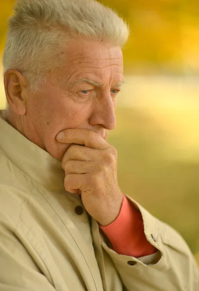 Close Portrait Thoughtful Senior Man — Stock Photo, Image