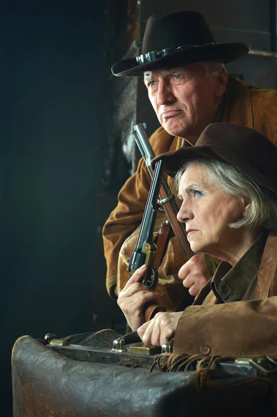 Gunslingers Vestuário Ocidental Preto — Fotografia de Stock