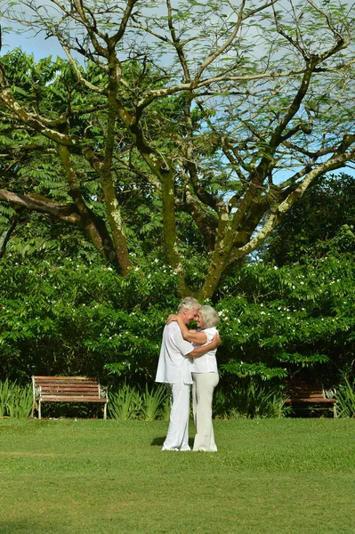 Mooie Kaukasische Senior Paar Het Park — Stockfoto