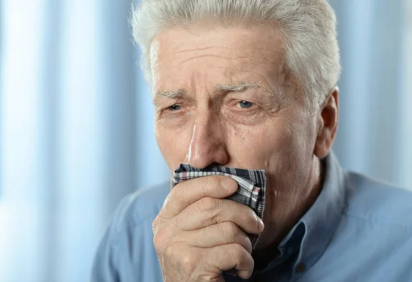 Retrato Homem Idoso Doente Triste — Fotografia de Stock