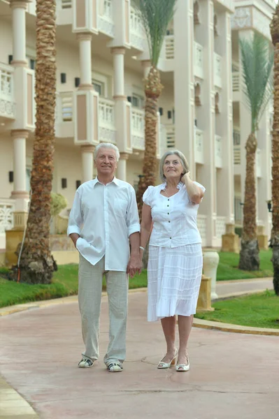Happy Senior Couple Hotel Resort — Stock Photo, Image