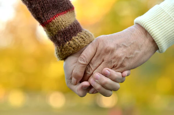 Cropped Image Boy Grandfather Hands Natural Background — Stock Photo, Image