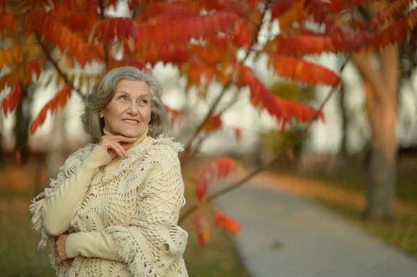 Senior Smiling Woman Park — Stock Photo, Image