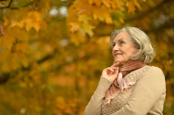 Senior Smiling Woman Park — Stock Photo, Image