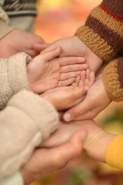 Bijgesneden Beeld Familie Hand Hand — Stockfoto