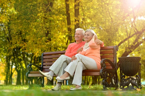 Glückliches Seniorenpaar Sitzt Park — Stockfoto