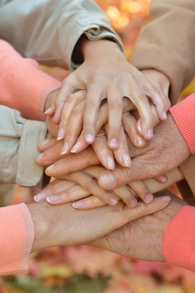 Cropped Image Family Putting Hands Together — Stock Photo, Image