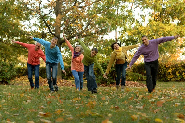 Grande Famille Amuser Ensemble Dans Parc Automnal — Photo