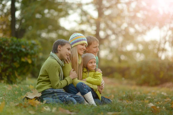 Happy Smiling Family Relaxing Autumn Park — Stock Photo, Image