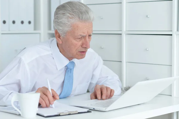 Volwassen Zakenman Werken Kantoor — Stockfoto