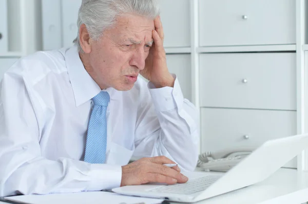 Mature Businessman Working Office — Stock Photo, Image