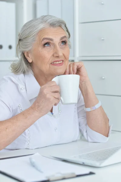 Mujer Mayor Que Trabaja Oficina — Foto de Stock