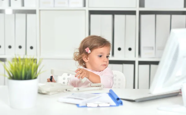 Cute Little Girl Office — Stock Photo, Image