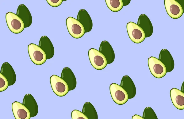 Naadloze avocado patroon op lichte paarse achtergrond — Stockvector