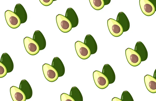 Naadloze avocado patroon op witte achtergrond — Stockvector