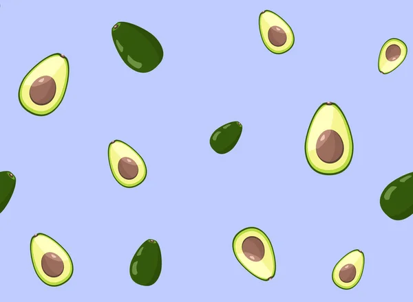 Naadloze avocado patroon op lichte paarse achtergrond — Stockvector