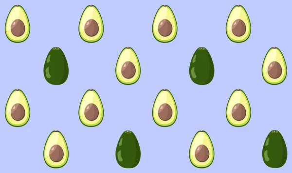 Naadloze avocado patroon op lichte paarse achtergrond — Stockvector
