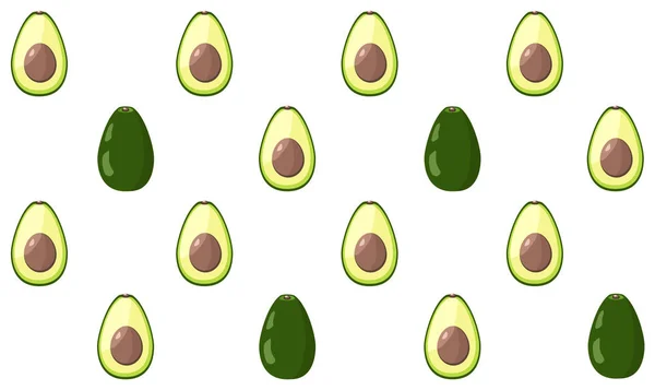 Seamless avocado pattern on white background — Stock Vector