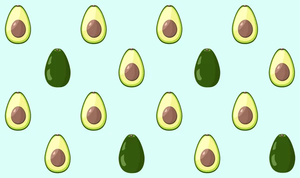 Naadloze avocado patroon op lichte blauwe achtergrond — Stockvector