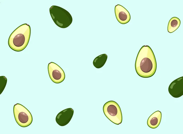 Modello di avocado senza cuciture su sfondo blu — Vettoriale Stock