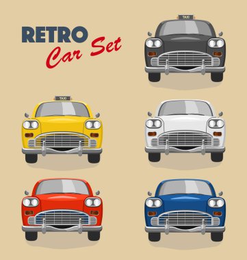 Renkli Retro arabası seti