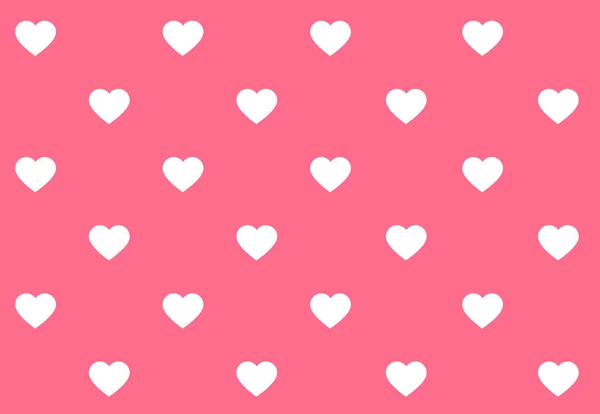 Padrão de São Valentim sem costura com corações brancos no fundo rosa profundo — Vetor de Stock