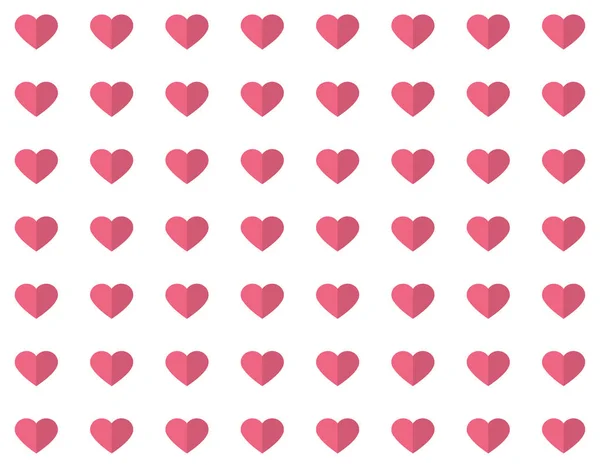 Patrón de San Valentín sin costuras con corazones rosados sobre fondo blanco — Vector de stock
