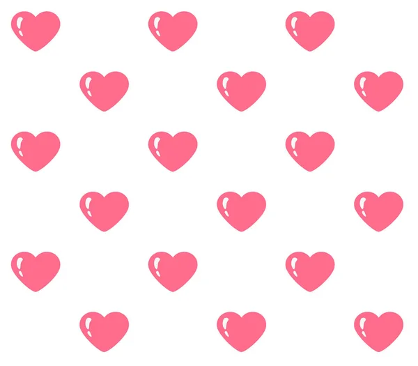 Padrão de São Valentim sem costura com corações rosa no fundo branco — Vetor de Stock