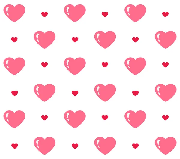 Patrón de San Valentín sin costuras con corazones rojos y rosados sobre fondo blanco — Archivo Imágenes Vectoriales