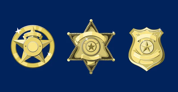 Insignia de policía y sheriff de metal — Archivo Imágenes Vectoriales