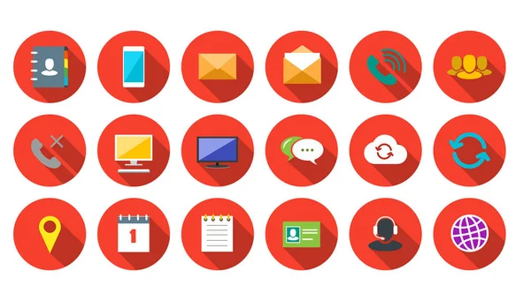 Iconos de comunicaciones y negocios redondos sobre fondo de color — Vector de stock
