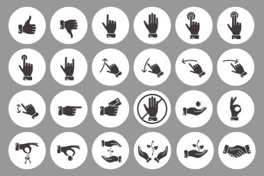 Hands icons set clipart