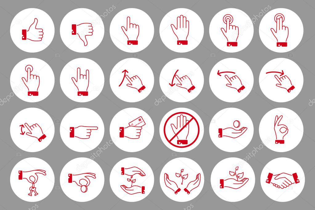 Hands icons set
