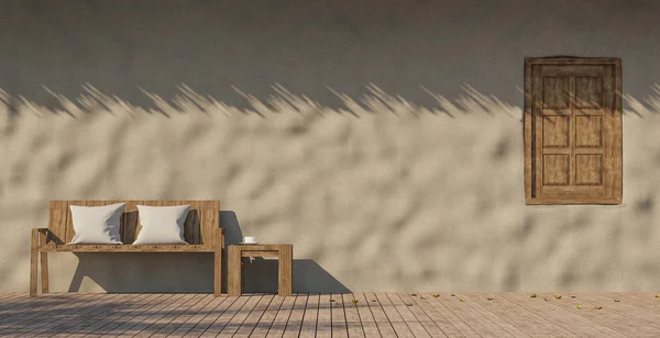 Casa de barro terraza 3D Renderizado de imagen —  Fotos de Stock