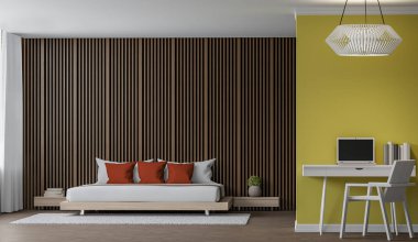 Modern yatak odası iç 3d render resim
