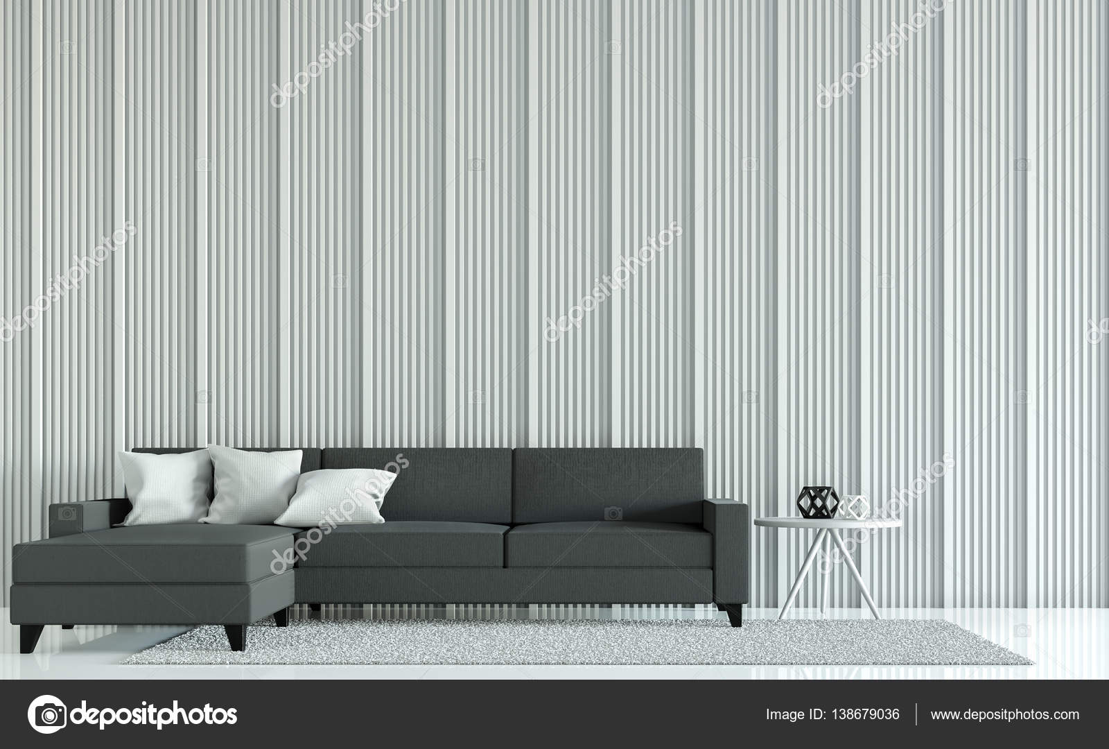 Moderne witte woonkamer decoreren van muren met houten rooster 3d ... Moderne witte woonkamer decoreren van muren met houten rooster 3d ...