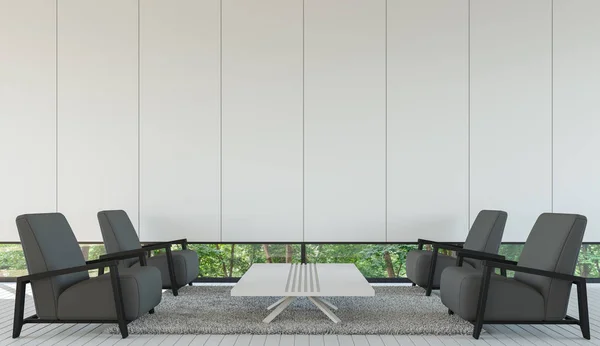 Estilo minimalista interior de la sala de estar moderna con imagen de renderizado 3D en blanco y negro . —  Fotos de Stock