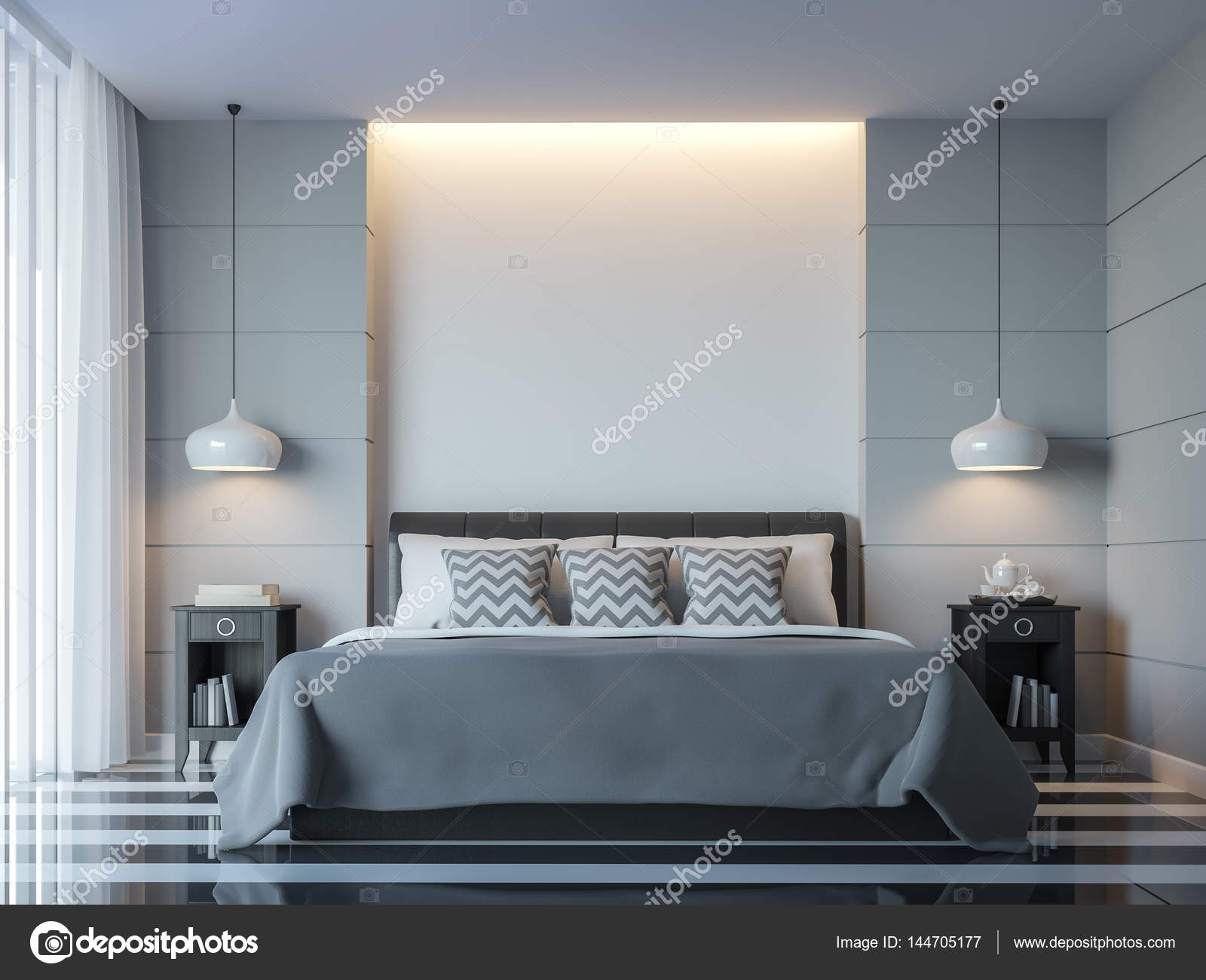 Modern fehér hálószoba minimál stÃlusú 3d rendering kép — stock ... Hálószoba minimál stílus